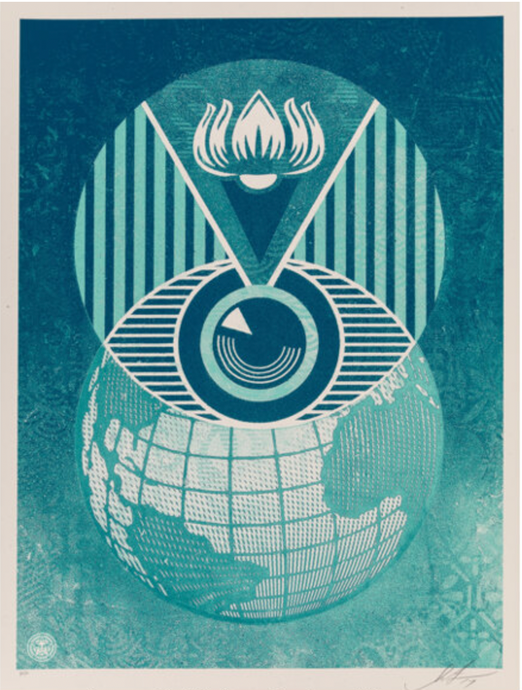 Shepard Fairey 'Flint Eye Alert Globe'