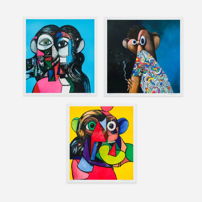 George Condo, Set of Three (Prismatic, Portrait, Lost in Time), 2024