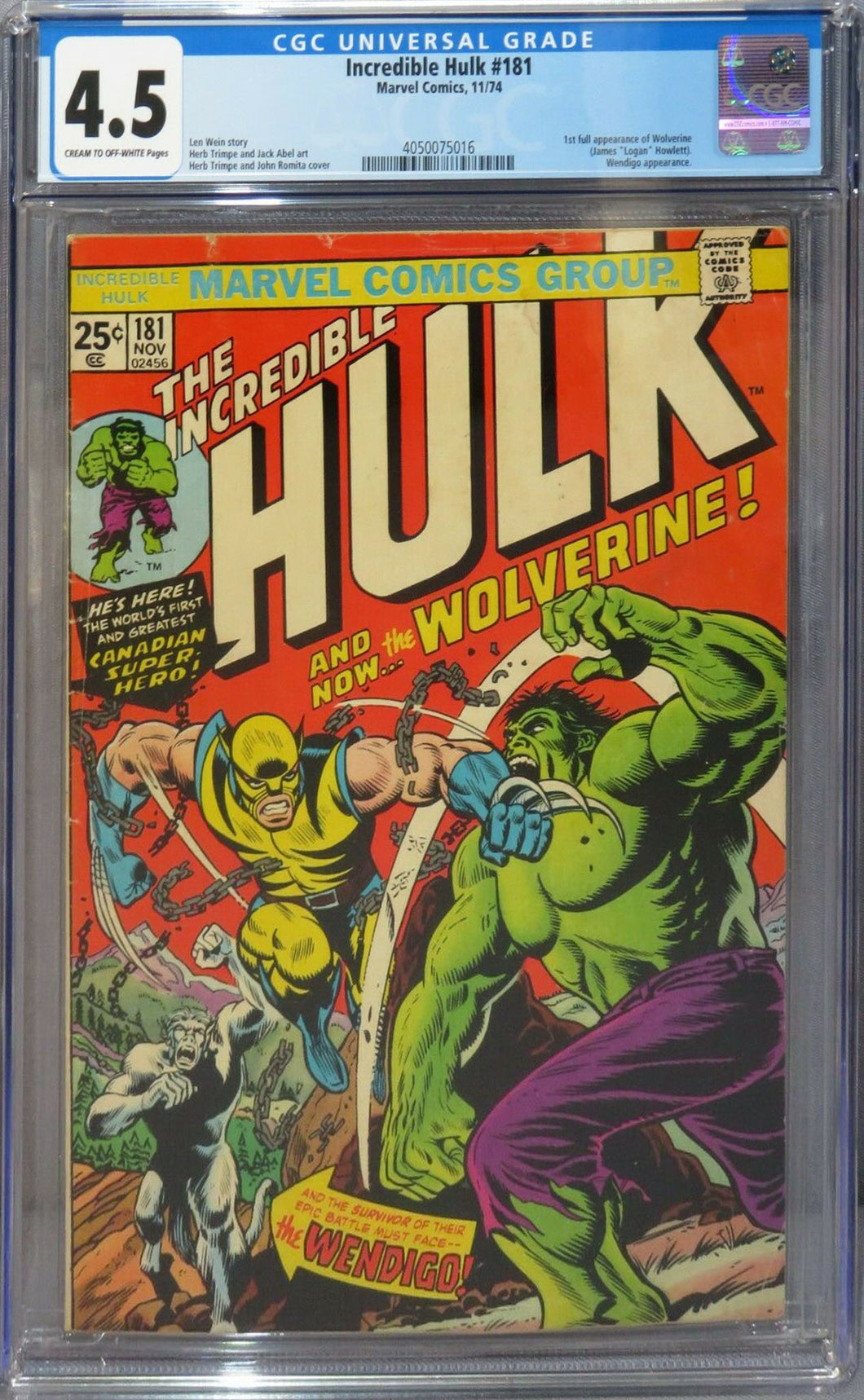 Incredible Hulk #181 CGC 4.5