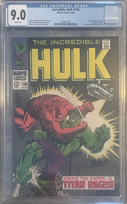 Incredible Hulk #106 9.0 CGC