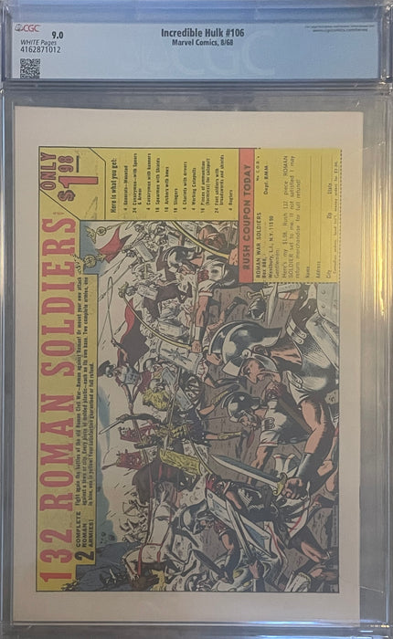 Incredible Hulk #106 9.0 CGC