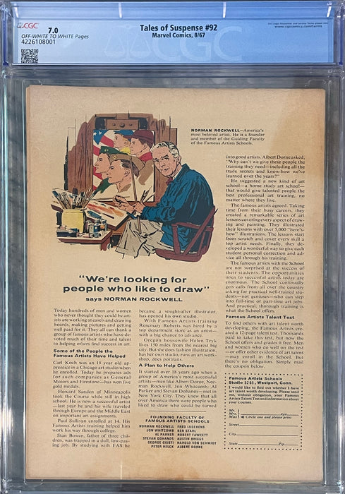 Tales of Suspense #92 CGC 7.0