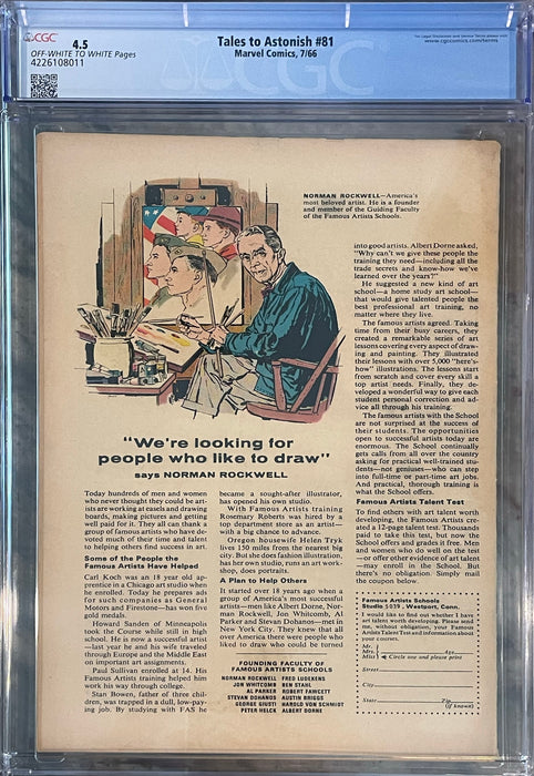 Tales to Astonish #81 CGC 4.5